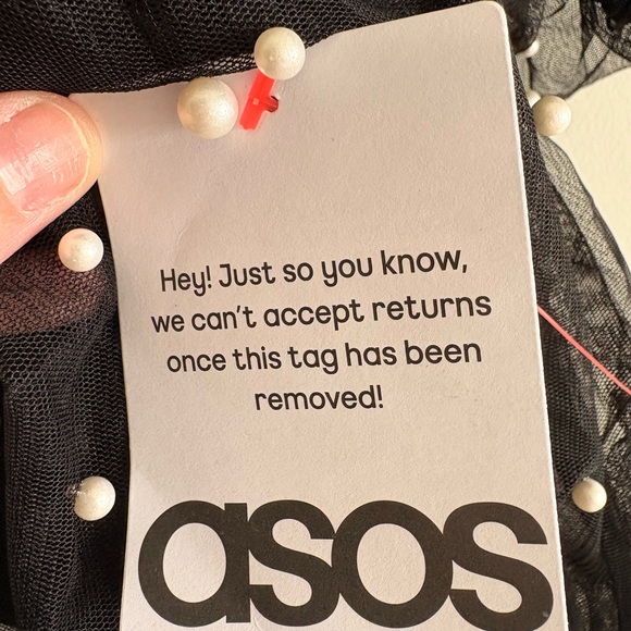 ASOS Luxe Curve Black Pearl Embellished Tulle Babydoll Mini Dress BNWT Plus Size - Picture 10 of 10